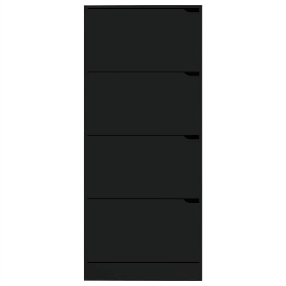 Shoe Cabinet with 4 Doors Cabinet Black 59x24x136 cm Chipboard