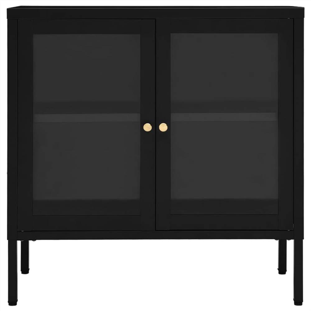 Sideboard Black 70x35x70 cm Steel and Glass