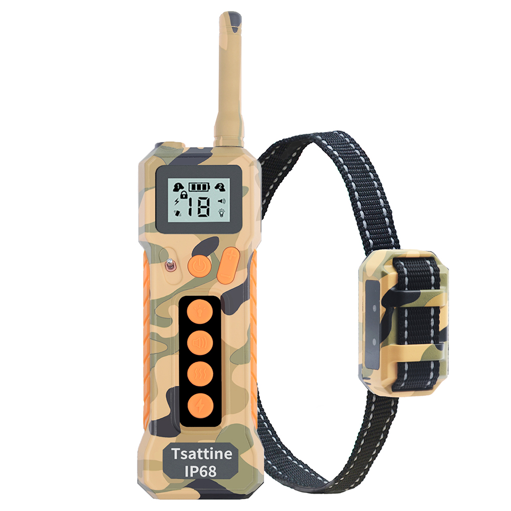 

T10 Electric Dog Training Device Collar Wireless Remote Control LCD Display Waterproof USB Rechargeable with Flashlight - Camouflage