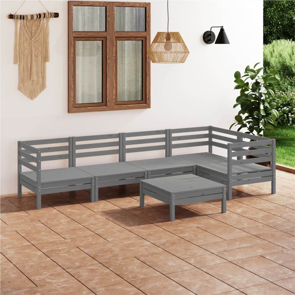 6 Piece Garden Lounge Set Solid Pinewood Grey
6 Piece Garden Lounge Set Solid Pinewood Grey
