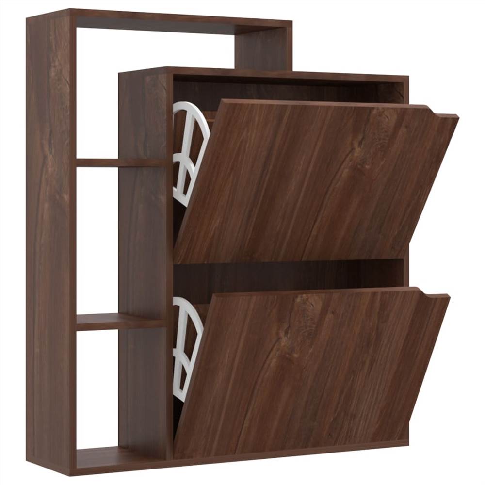 Shoe Cabinet Brown Oak 79.5x24x90.5 cm Chipboard