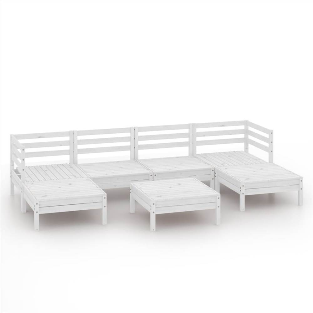 7 Piece Garden Lounge Set White Solid Pinewood