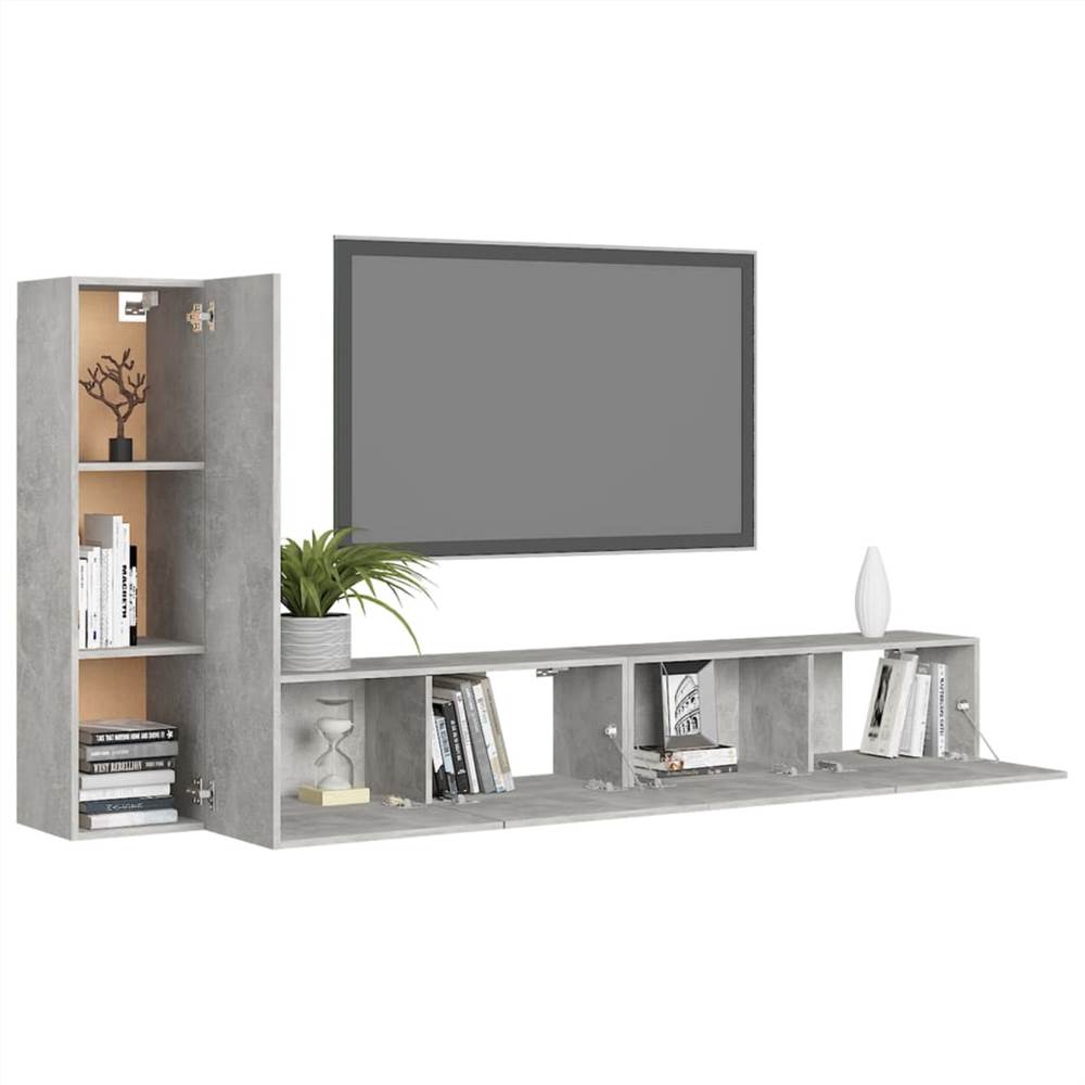 3 Piece TV Cabinet Set Concrete Grey Chipboard