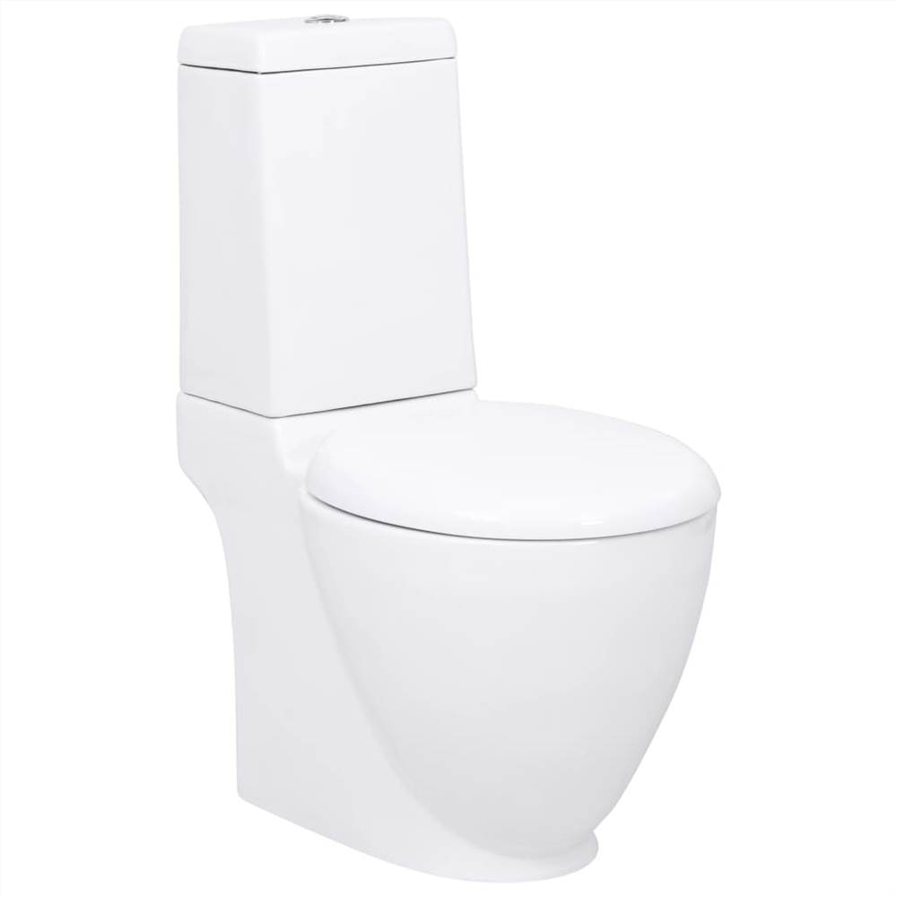 

3059888 WC Ceramic Toilet Bathroom Round Toilet Bottom Water Flow White(141135)