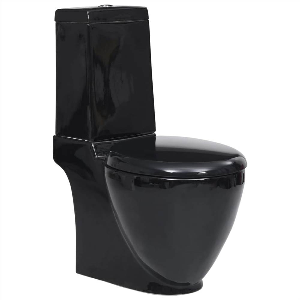 

3059889 WC Ceramic Toilet Bathroom Round Toilet Bottom Water Flow Black(141136)