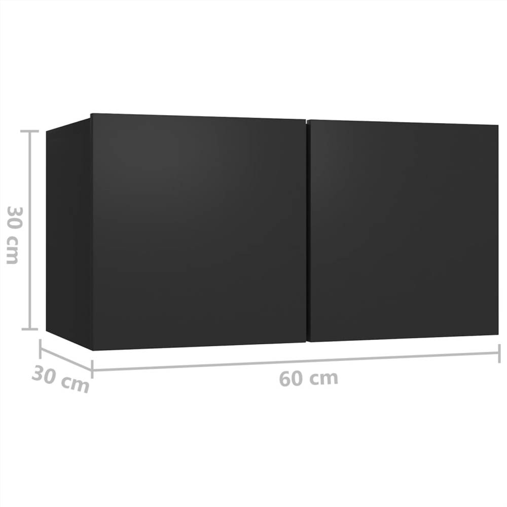 4 Piece TV Cabinet Set Black Chipboard