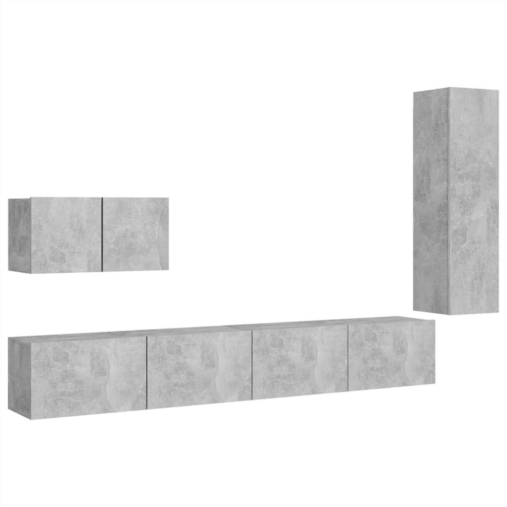 4 Piece TV Cabinet Set Concrete Grey Chipboard