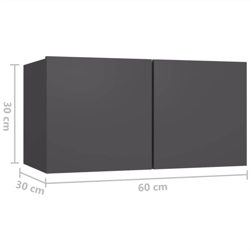 4 Piece TV Cabinet Set Grey Chipboard