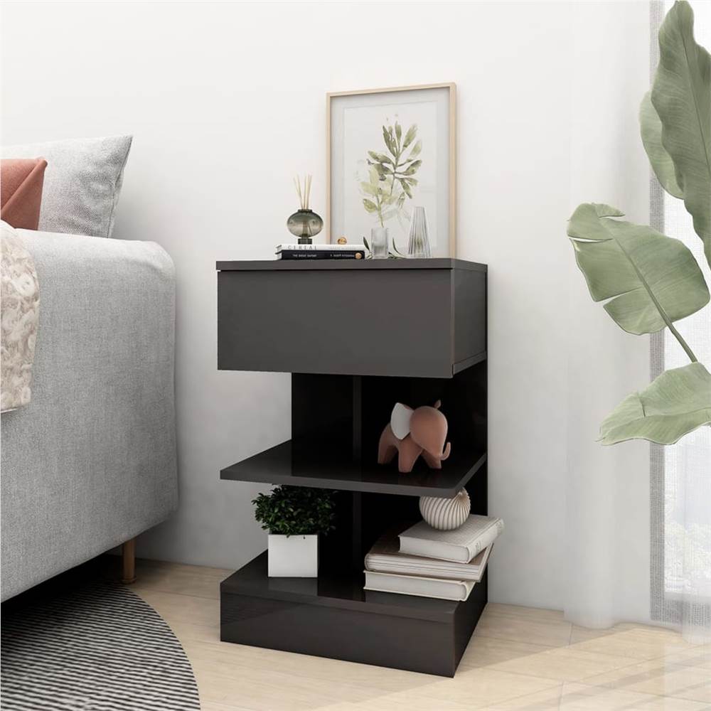 Bedside Cabinets 2 pcs High Gloss Grey 40x35x65 cm