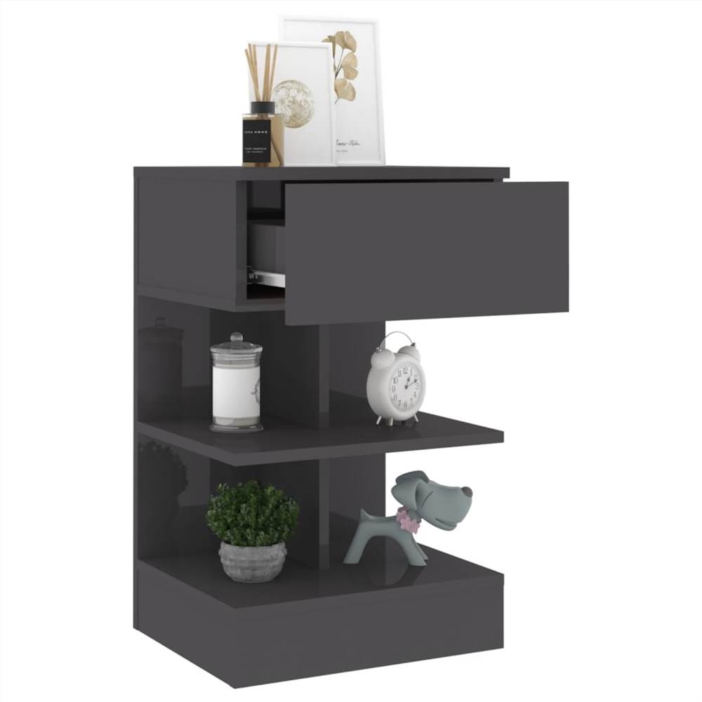 Bedside Cabinets 2 pcs High Gloss Grey 40x35x65 cm