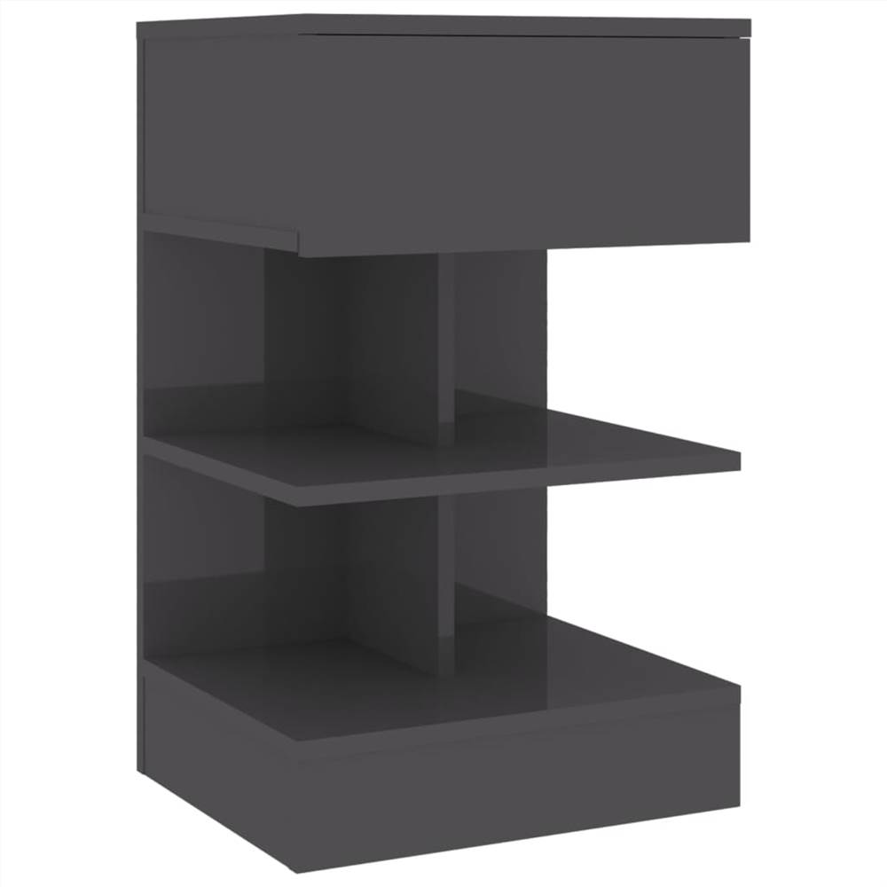 Bedside Cabinets 2 pcs High Gloss Grey 40x35x65 cm