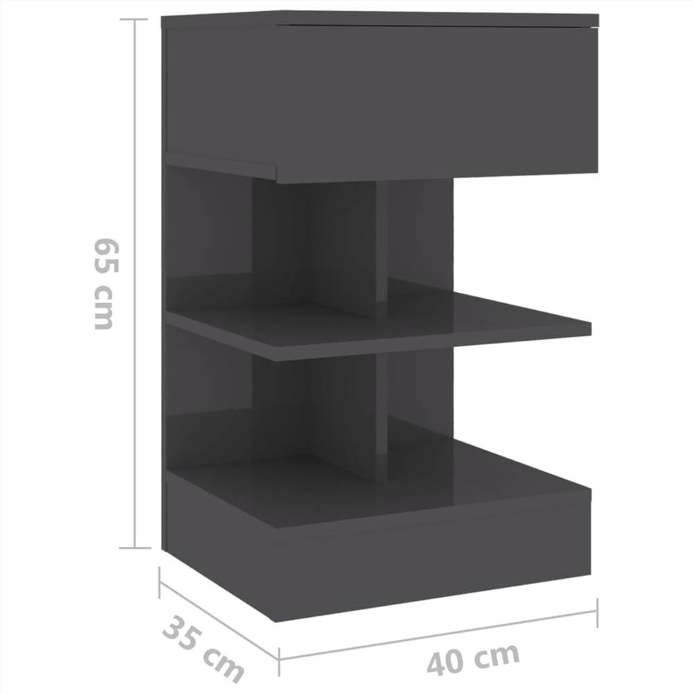 Bedside Cabinets 2 pcs High Gloss Grey 40x35x65 cm