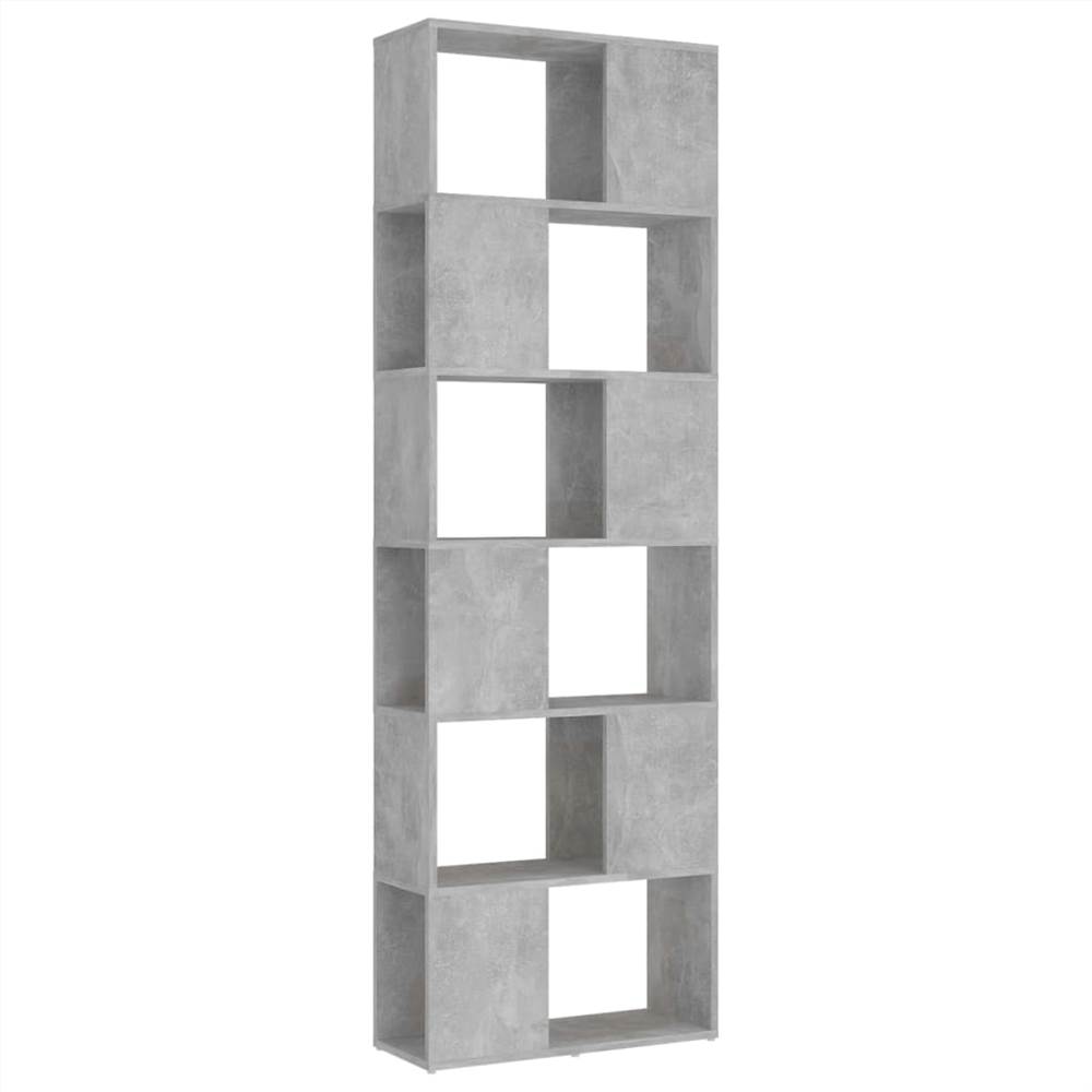Book Cabinet Room Divider Concrete Grey 60x24x186 cm Chipboard