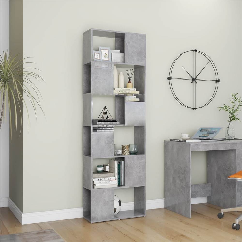 Book Cabinet Room Divider Concrete Grey 60x24x186 cm Chipboard