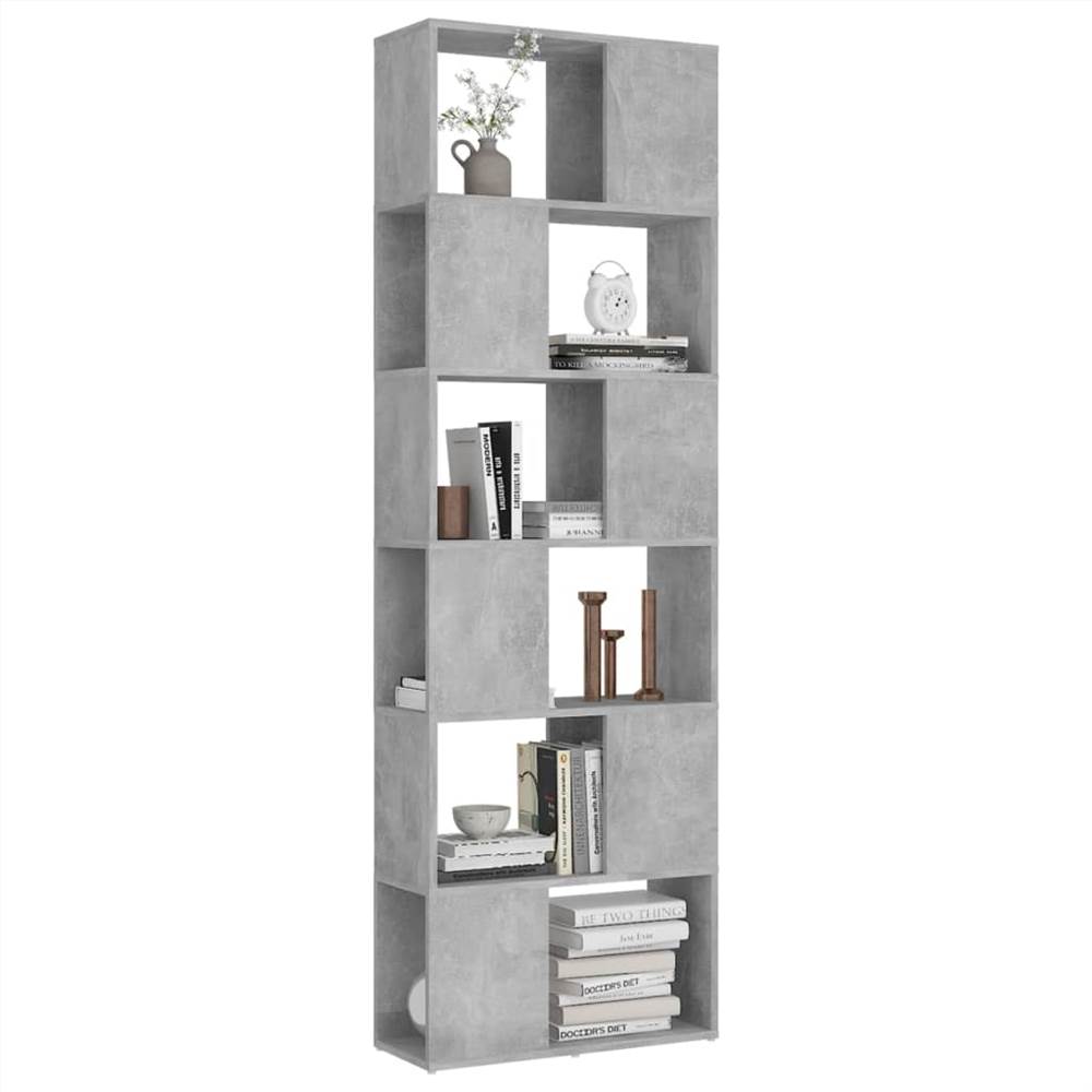 Book Cabinet Room Divider Concrete Grey 60x24x186 cm Chipboard