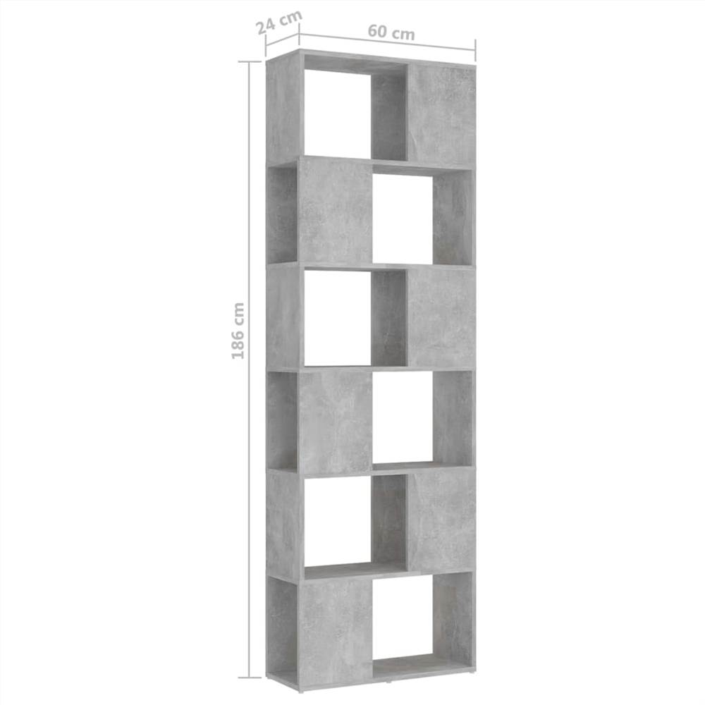 Book Cabinet Room Divider Concrete Grey 60x24x186 cm Chipboard