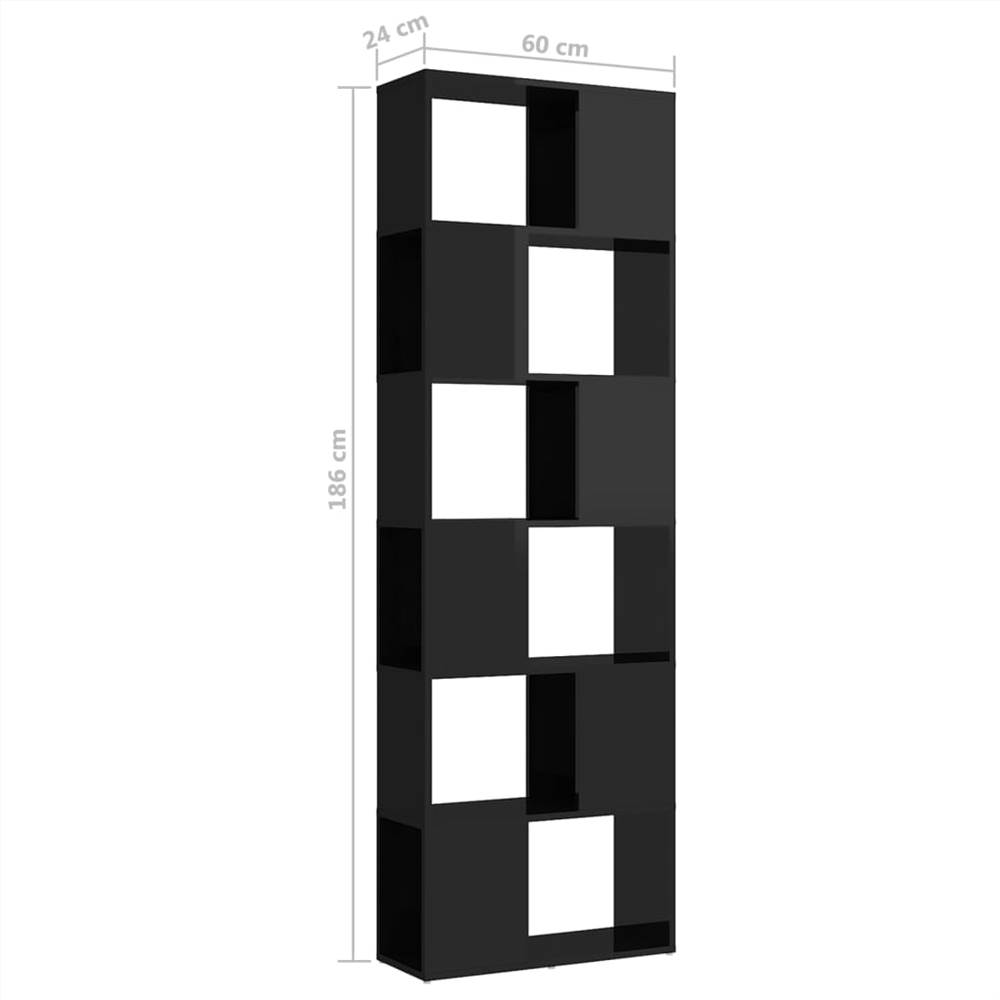 Book Cabinet Room Divider High Gloss Black 60x24x186 cm