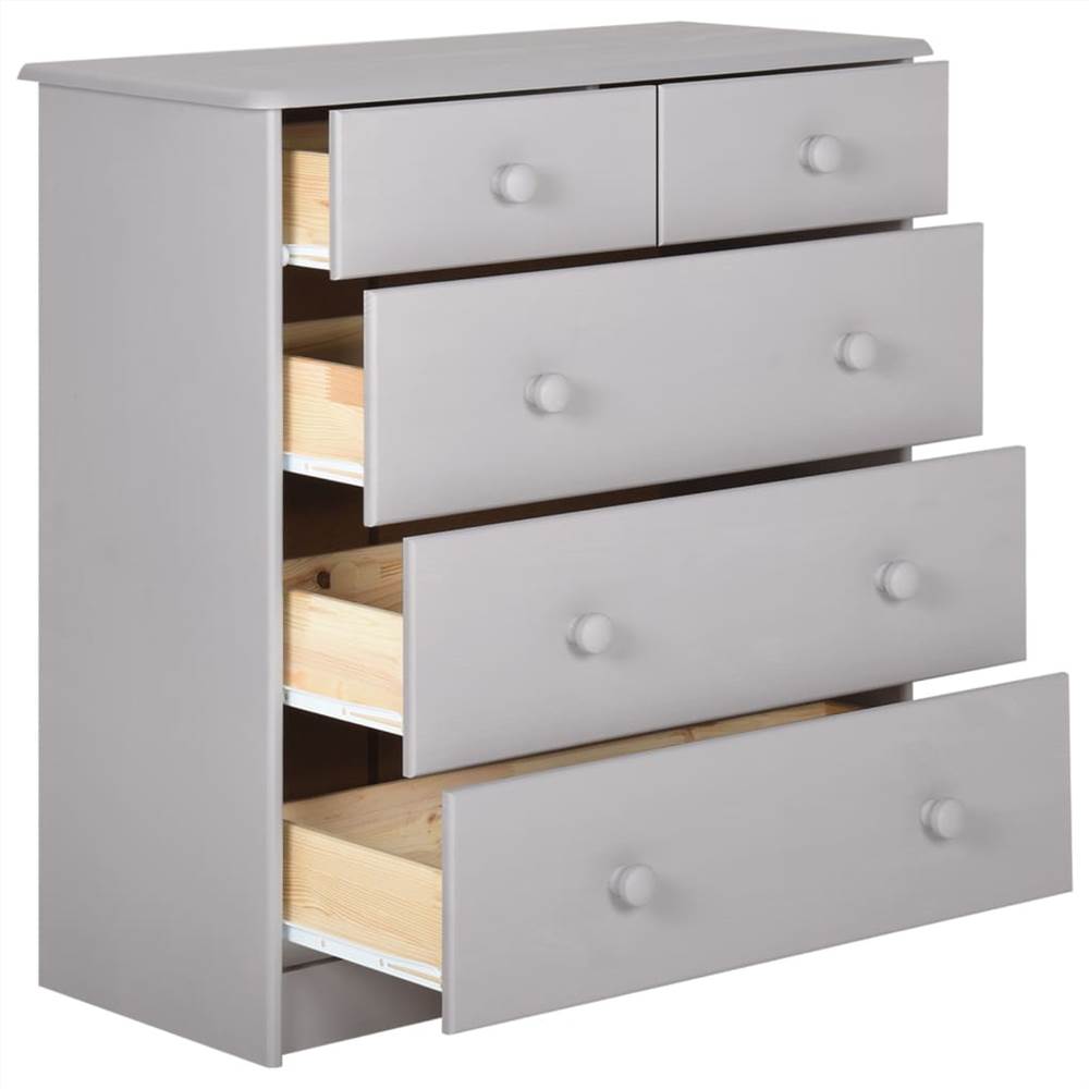 Chest of Drawers Grey 75x35x80 cm Solid Pine Wood