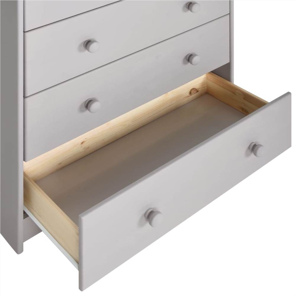 Chest of Drawers Grey 75x35x80 cm Solid Pine Wood