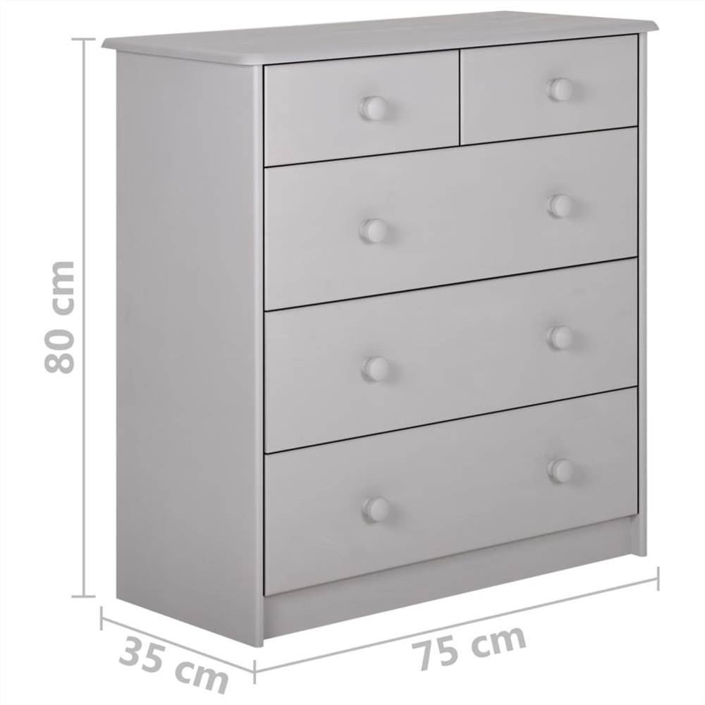 Chest of Drawers Grey 75x35x80 cm Solid Pine Wood