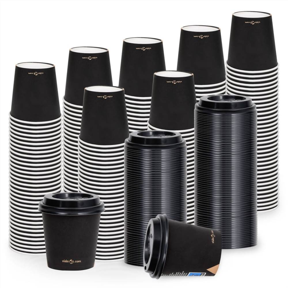 Coffee Paper Cups with Lids 120 ml 500 pcs Black
