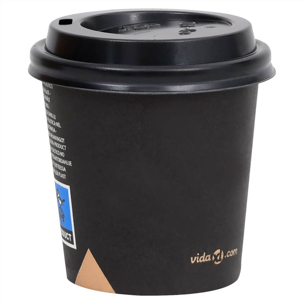 Coffee Paper Cups with Lids 120 ml 500 pcs Black