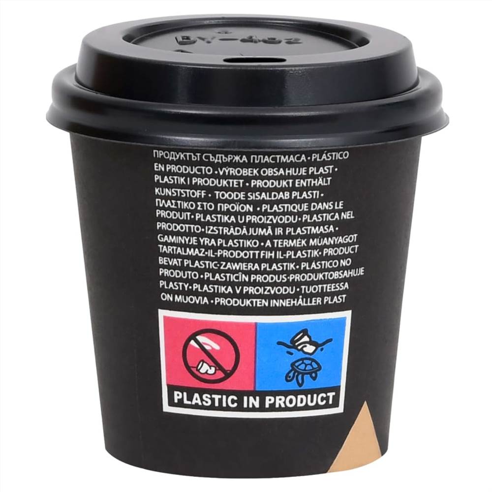 Coffee Paper Cups with Lids 120 ml 500 pcs Black