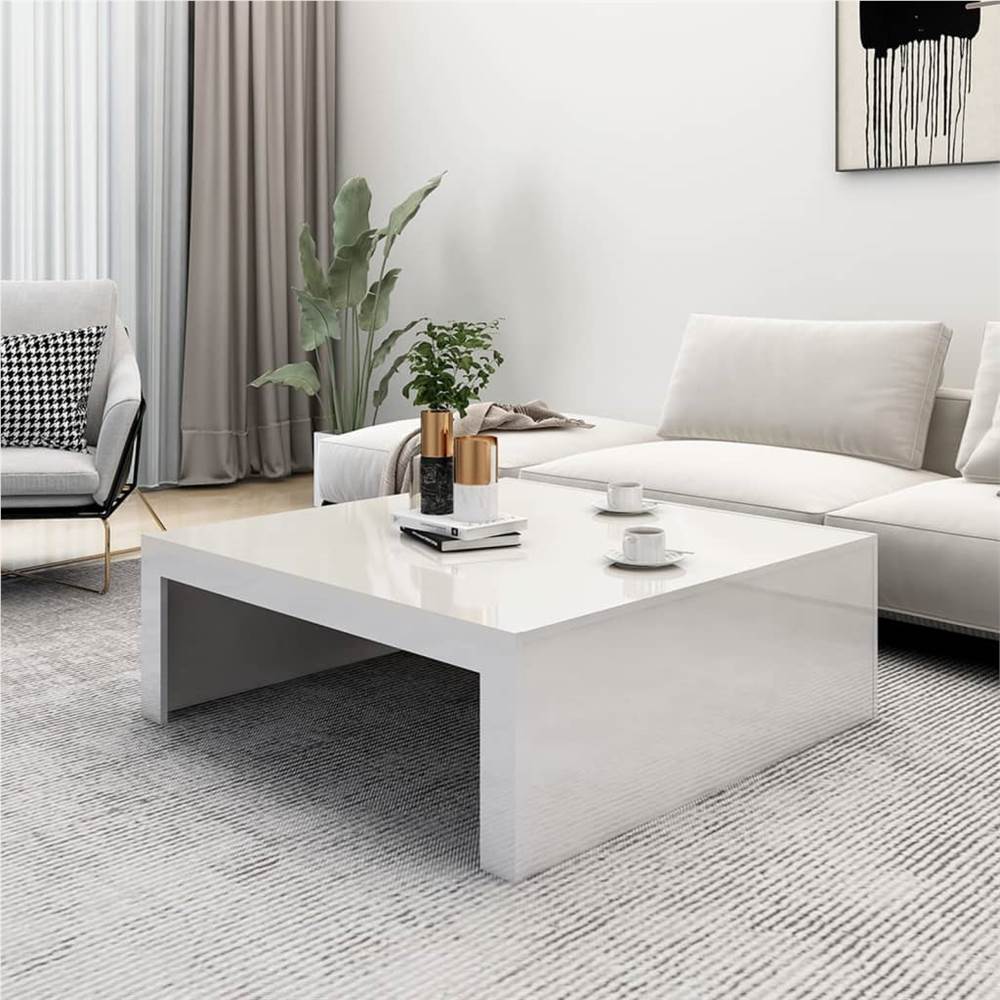 Coffee Table High Gloss White 100x100x35 cm Chipboard