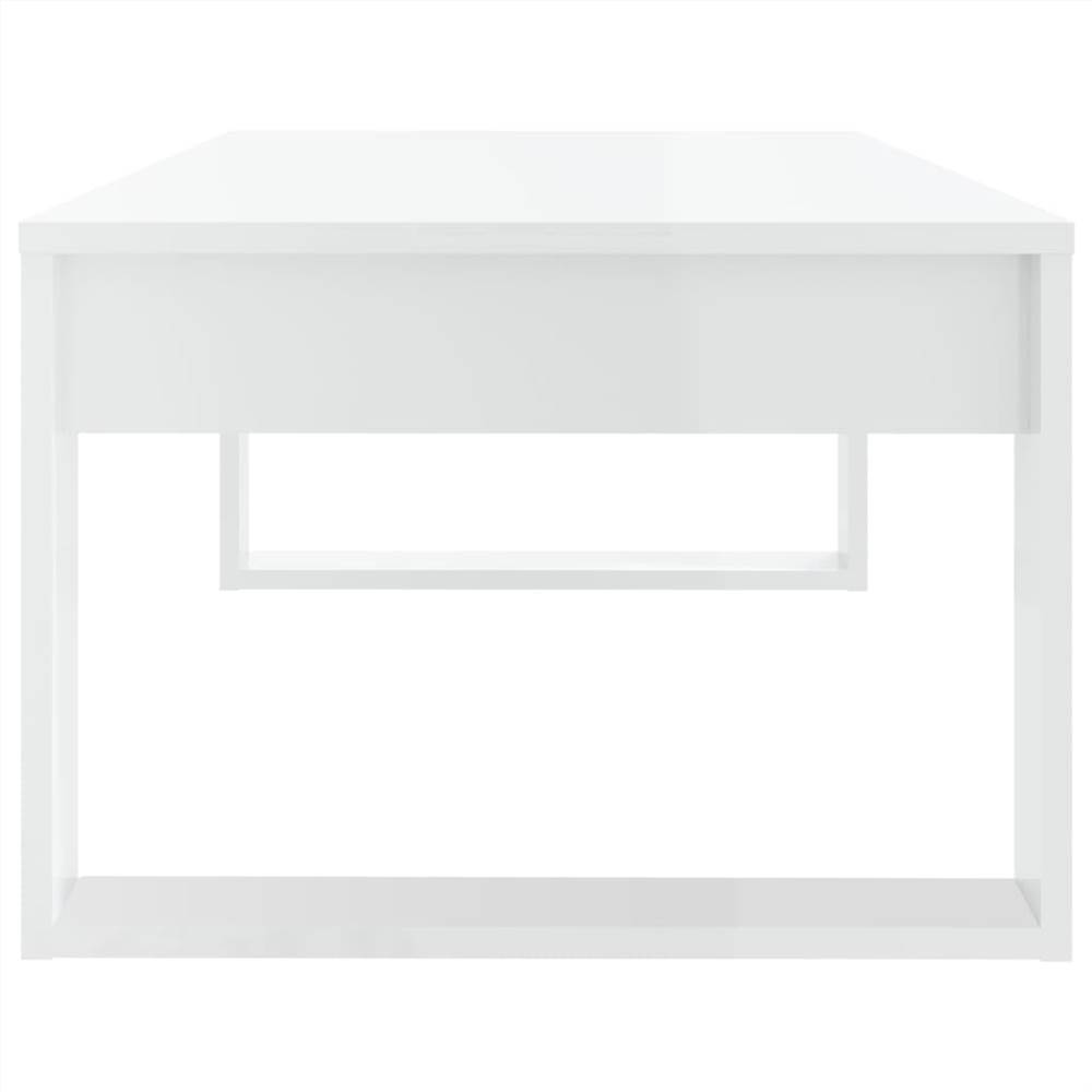 Coffee Table High Gloss White 110x50x35 cm Chipboard