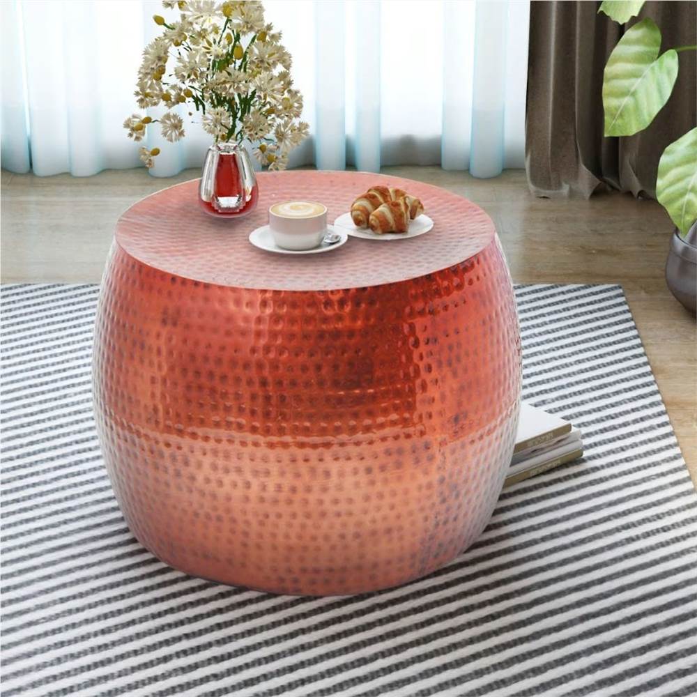 Coffee Table Round Aluminium with Copper Finish Brown