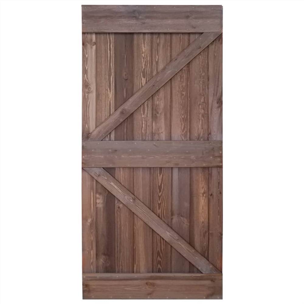 Door 100x210 cm Solid Pine Wood Dark Brown