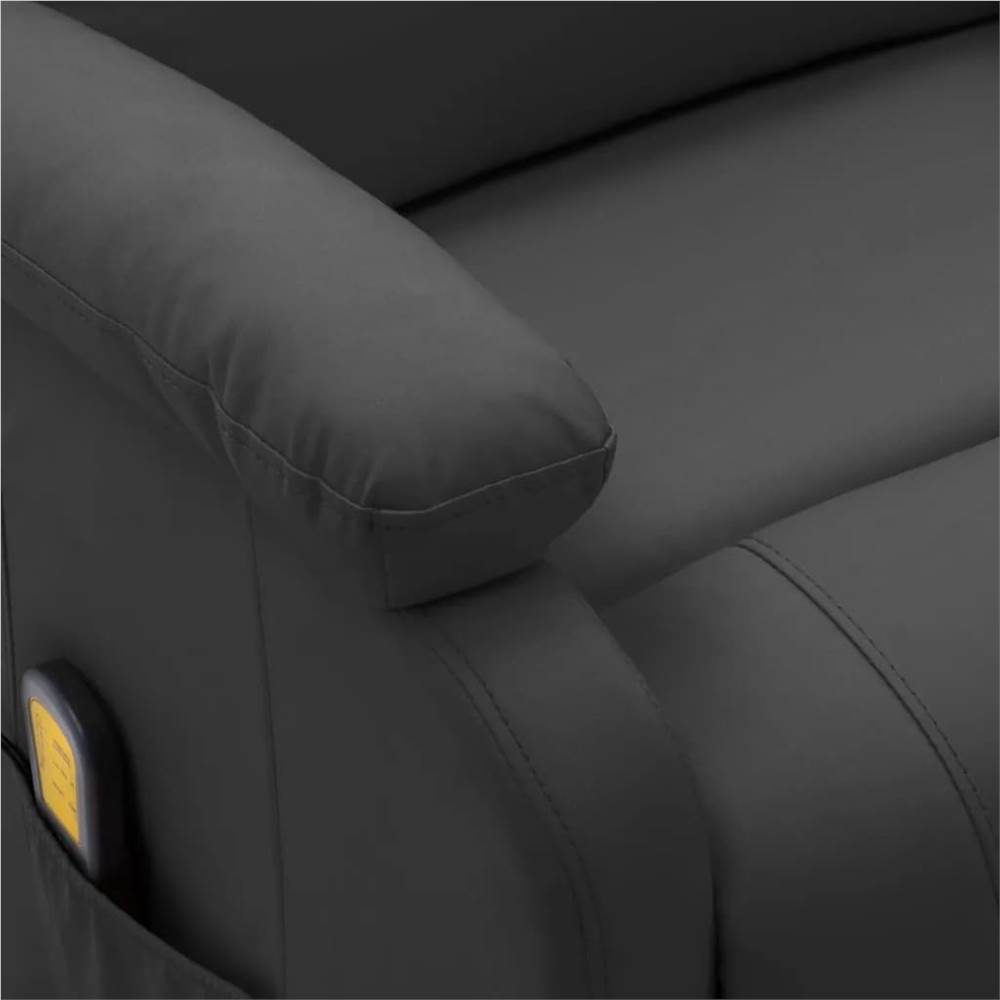 Electric Massage Recliner Anthracite Faux Leather