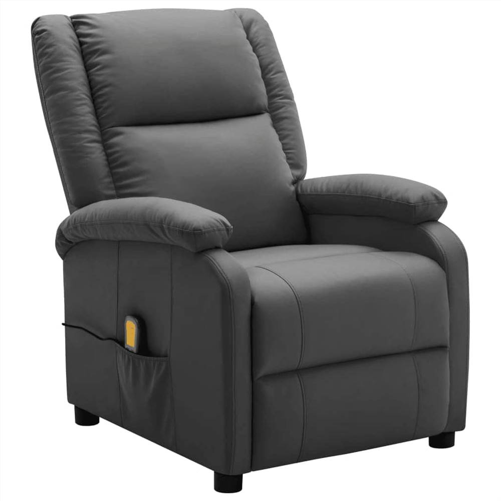 Electric Massage Recliner Anthracite Faux Leather