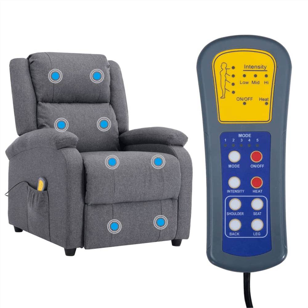 Electric Massage Recliner Dark Grey Fabric