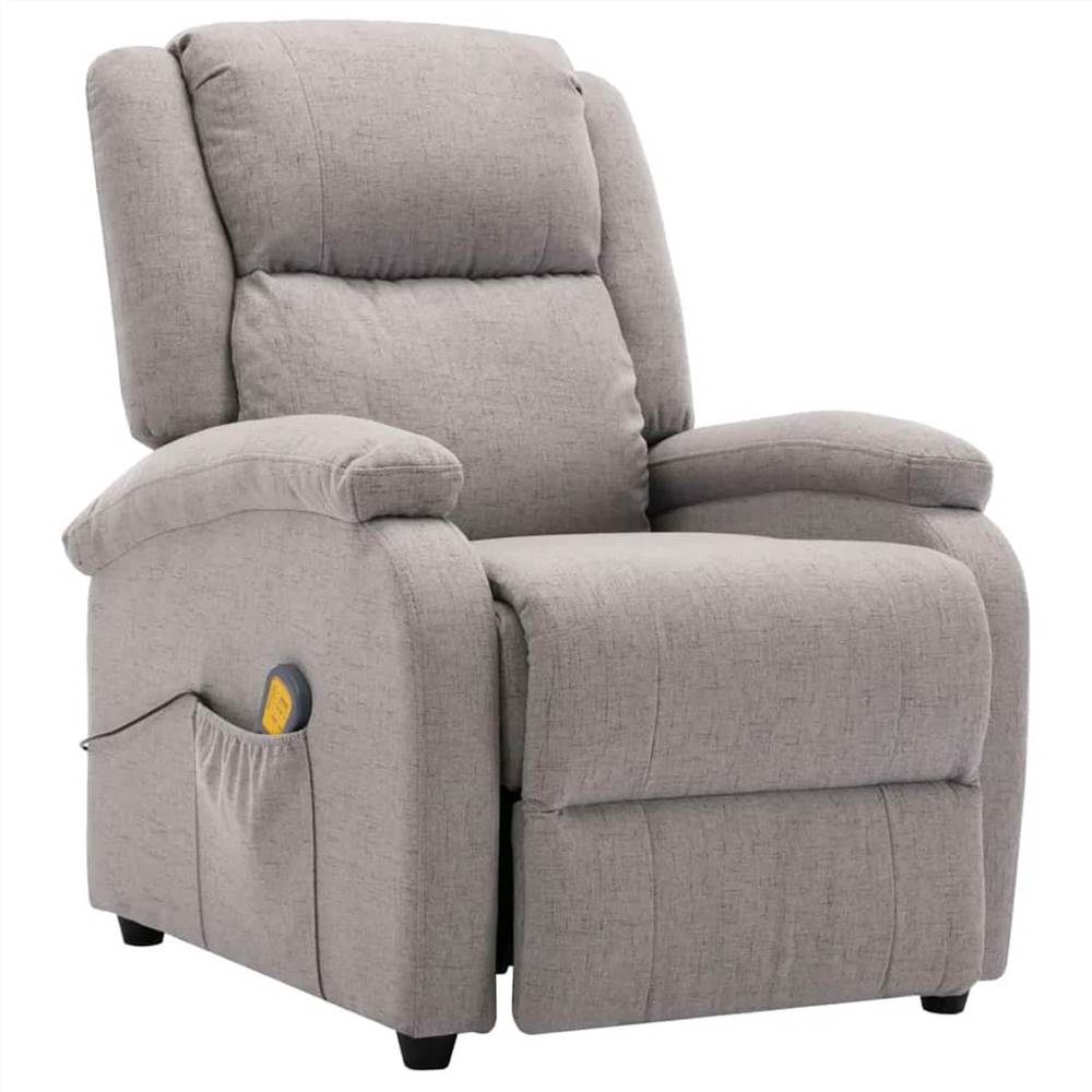 Electric Massage Recliner Light Grey Fabric