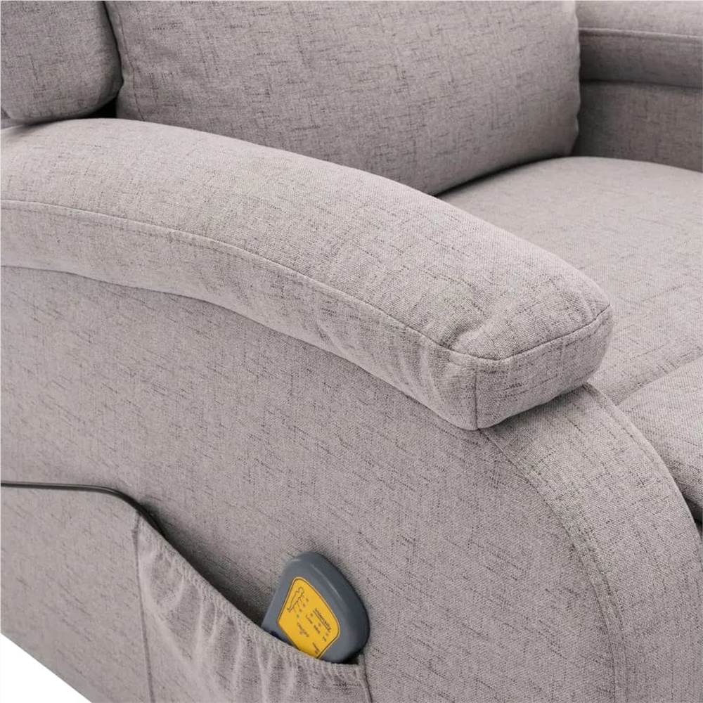 Electric Massage Recliner Light Grey Fabric