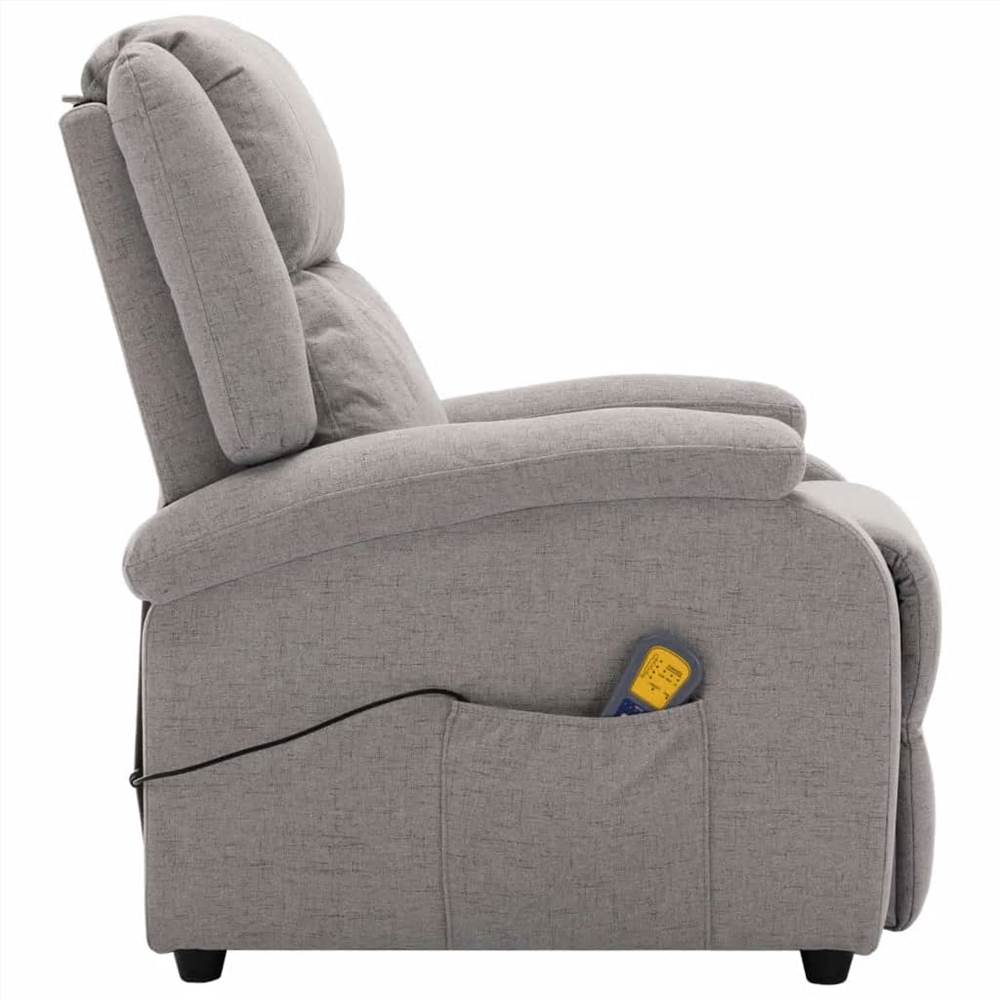 Electric Massage Recliner Light Grey Fabric