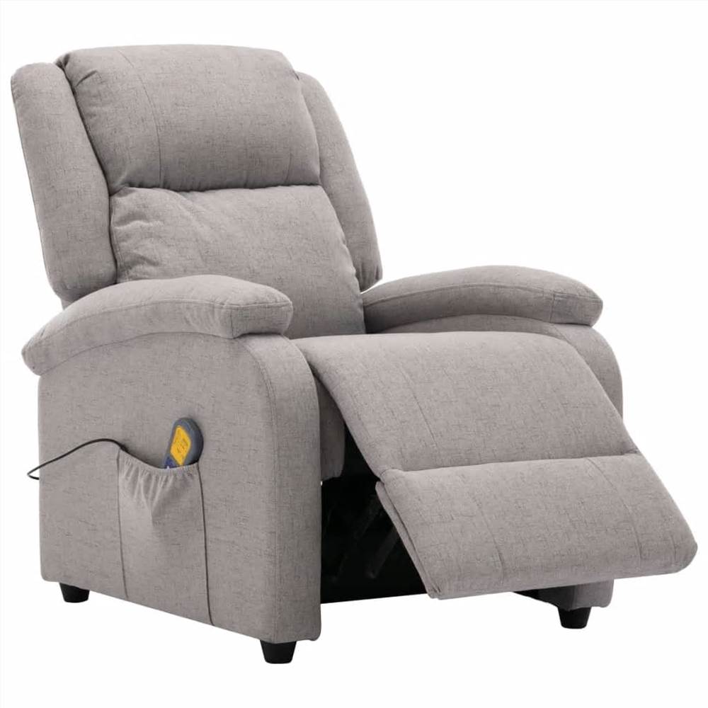 Electric Massage Recliner Light Grey Fabric