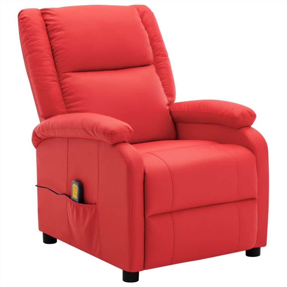 Electric Massage Recliner Red Faux Leather