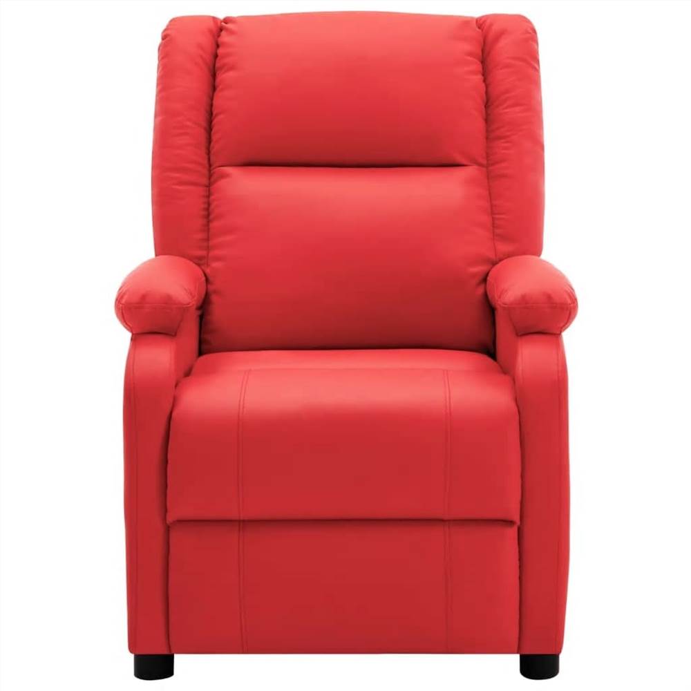 Electric Massage Recliner Red Faux Leather