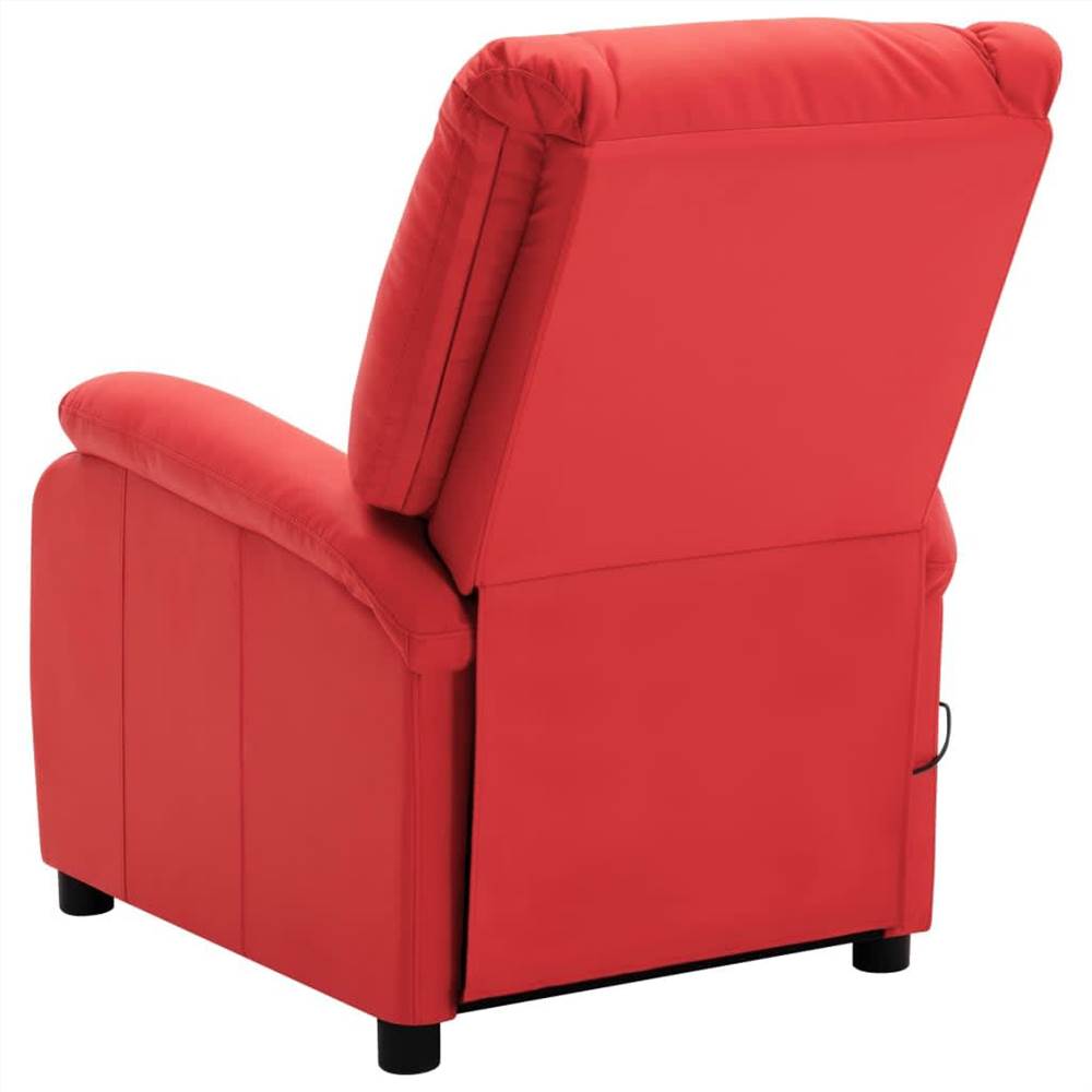 Electric Massage Recliner Red Faux Leather