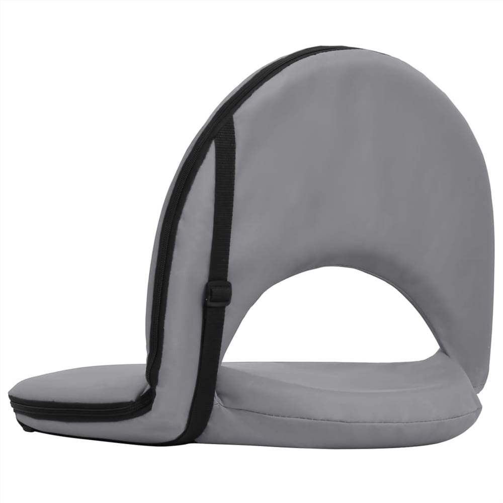 Foldable Ground Chair 2 pcs Grey Steel and Fabric