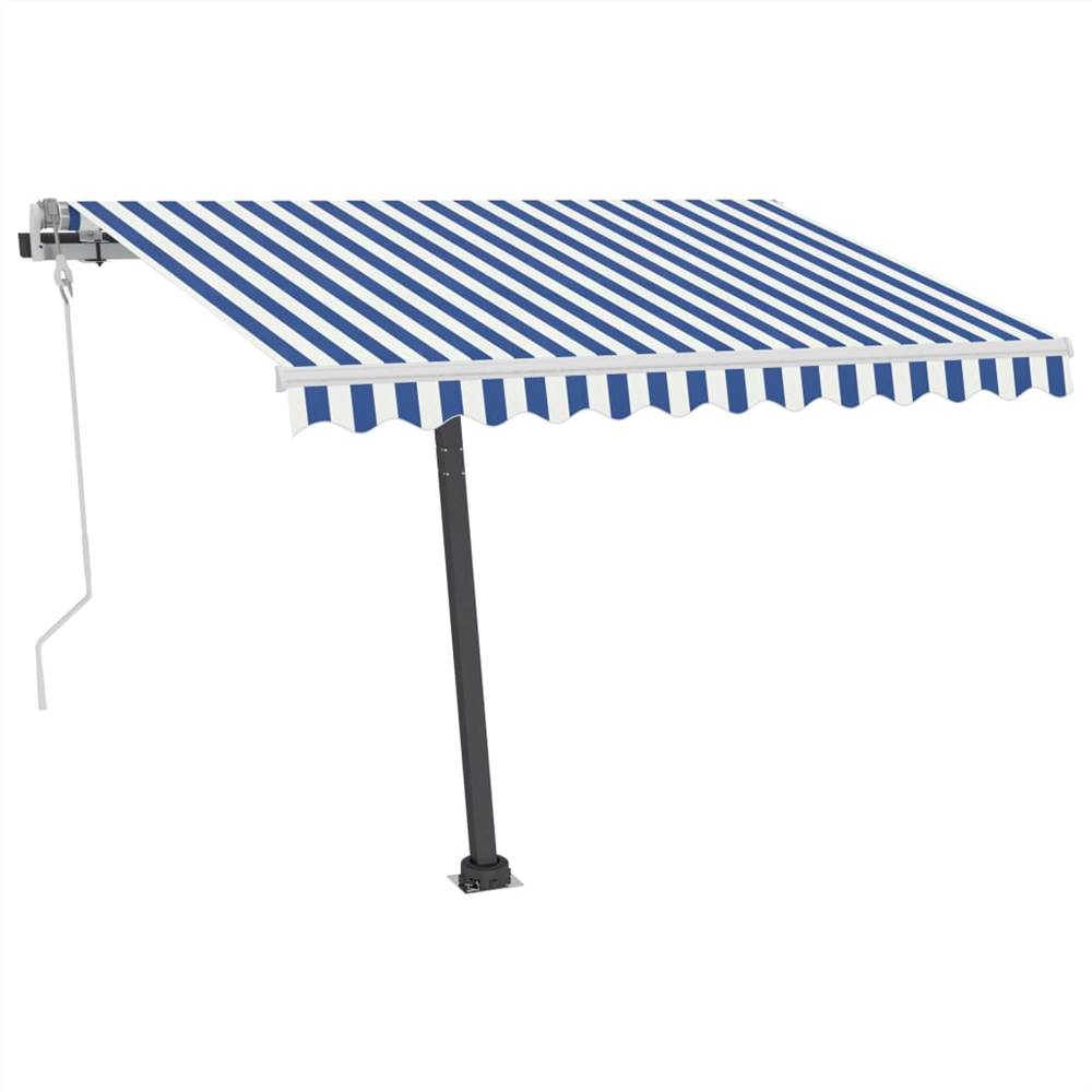 Freestanding Manual Retractable Awning 350x250 cm Blue/White