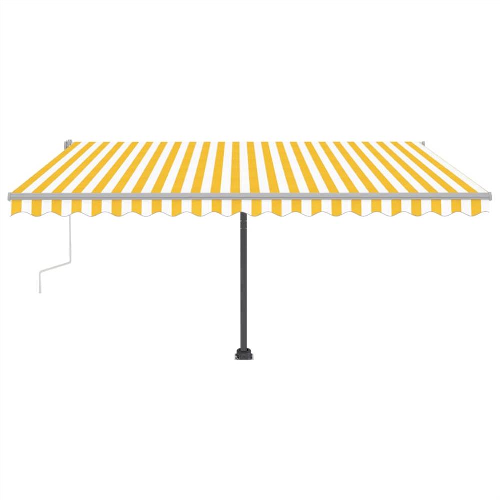 Freestanding Manual Retractable Awning 450x350 cm Yellow/White