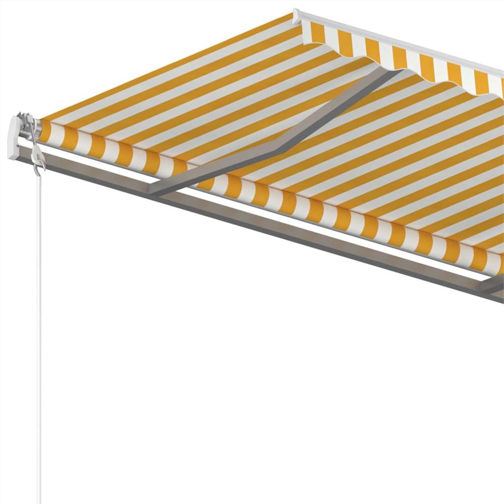 Freestanding Manual Retractable Awning 450x350 cm Yellow/White