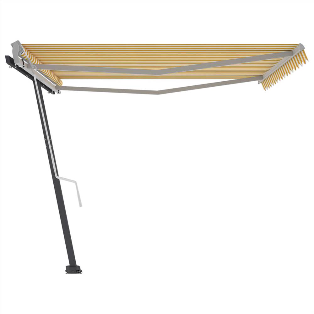 Freestanding Manual Retractable Awning 450x350 cm Yellow/White