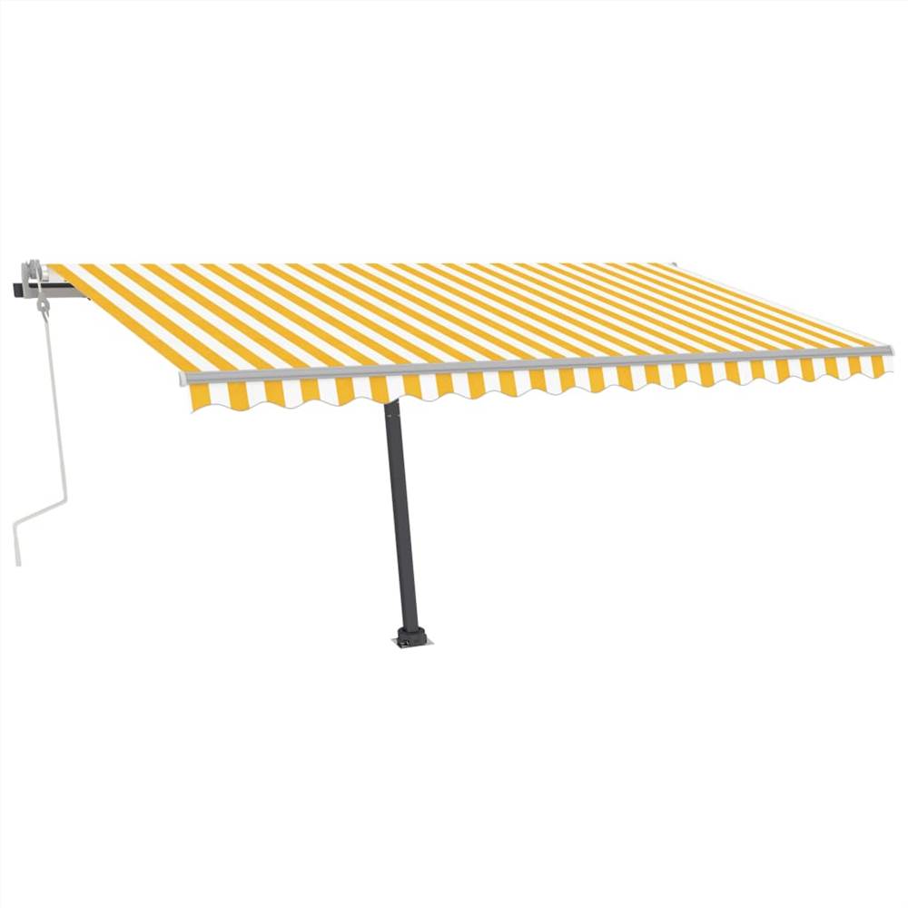 Freestanding Manual Retractable Awning 450x350 cm Yellow/White