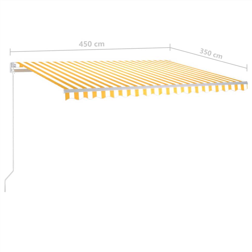 Freestanding Manual Retractable Awning 450x350 cm Yellow/White