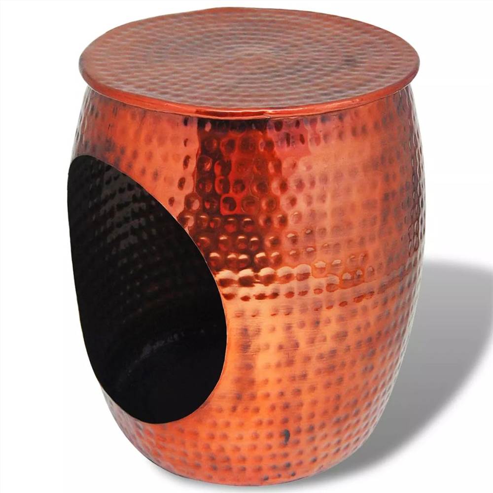 Hocker/Side Table Barrel Shape Copper Brown