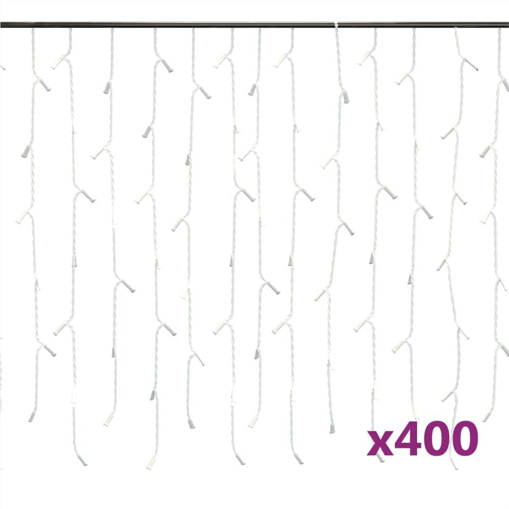 LED Curtain Icicle Lights 10m 400 LED Cold White 8 Function